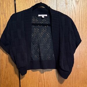 Extra Touch Black Crochet Lace Open Front Shrug Bolero 2X